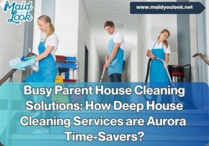 " Busy parent relaxing at home after professional deep house cleaning service in Aurora"